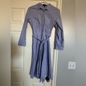J. Crew Light Blue Long-Sleeve Shirt Dress with Waist Tie